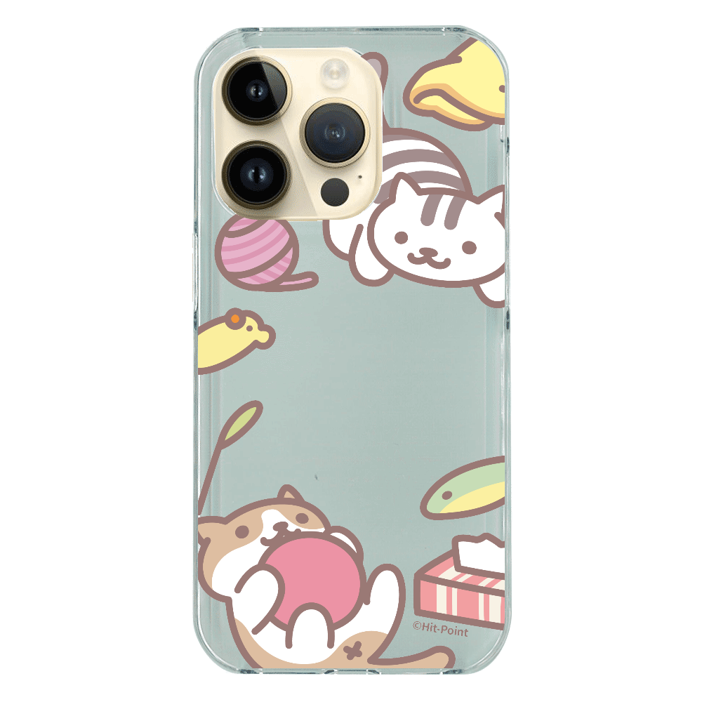 【iPhone 14 Pro】【ねこあつめ(ボールあそび)】スマホケース クリアタイプ