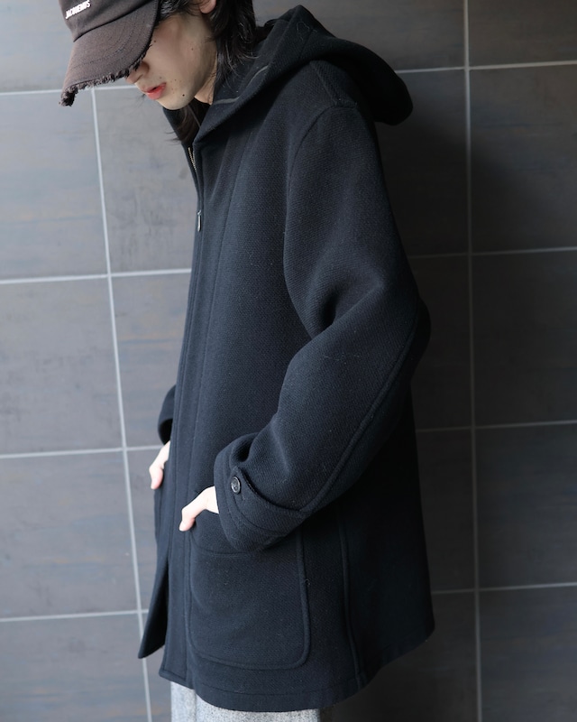 Zip-up hoodie mid-length coat