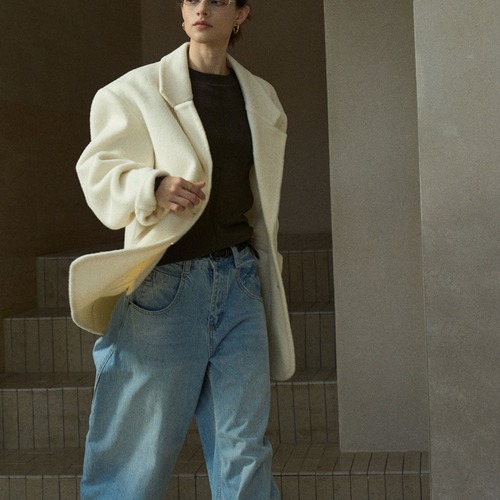 Oversized Ivory Wool Jacket  T3733