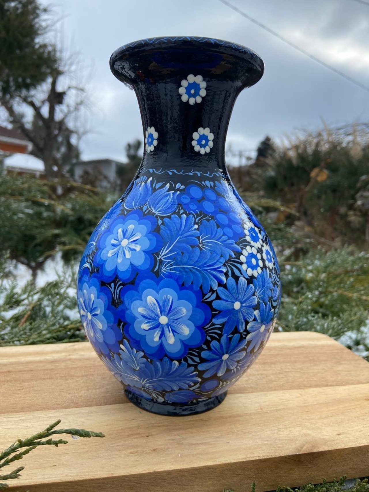 ペトリキウカ塗り　木製花瓶 （ホロベッツ作） - 3