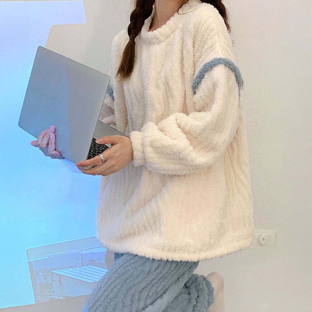 フリース パジャマ 上下セット レディース 秋冬 セットアップ 韓国 おしゃれ 大人 かわいい 軽い 暖かい 防寒 保温 もこもこ ふわふわ ボアパジャマ 大人可愛い 大人女子