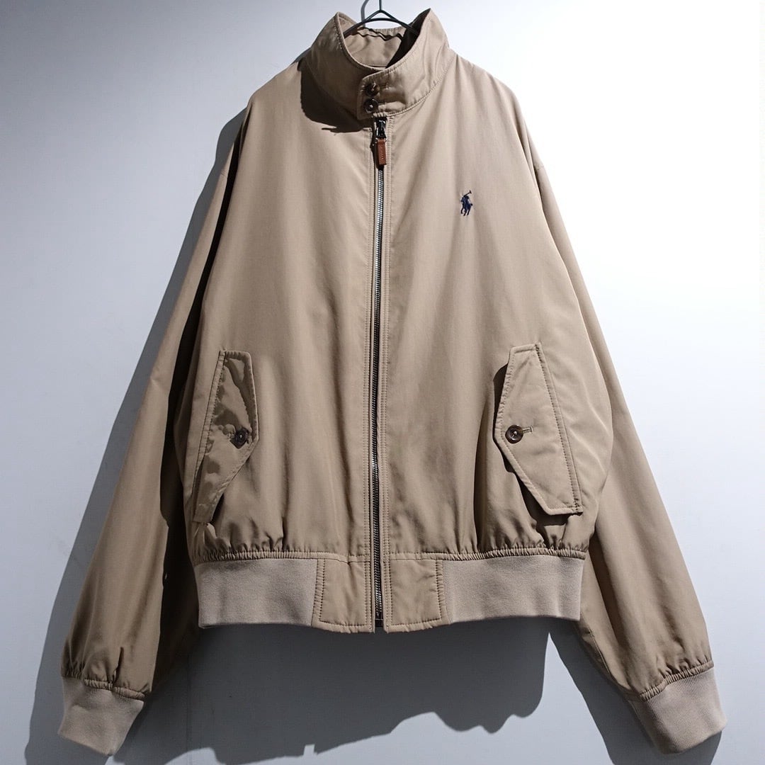 "Ralph Lauren" Beige Logo Design Nylon Harrington Jacket