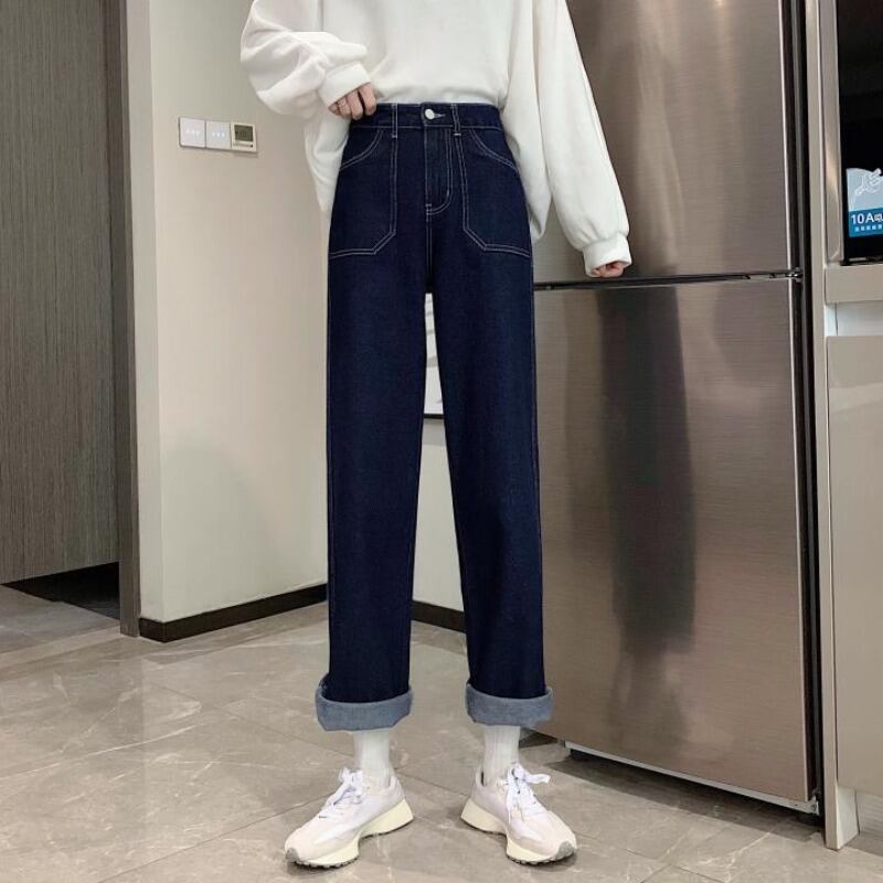 ウェストスリムダークジーンズ レディースサマールーズパンツ ワイドレッグ 夏物 ワイドパンツ YY-ファッション90637975879