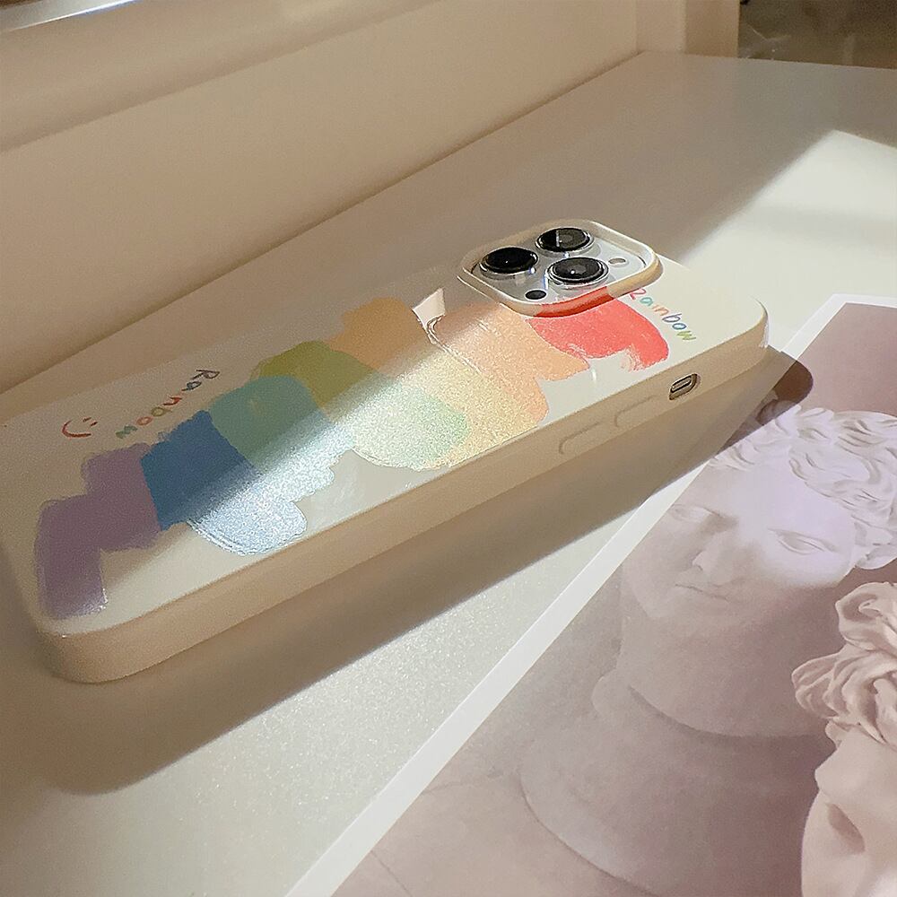 笑顔がお守り代わり♪落書きレインボー スマイル カメラ保護フレーム