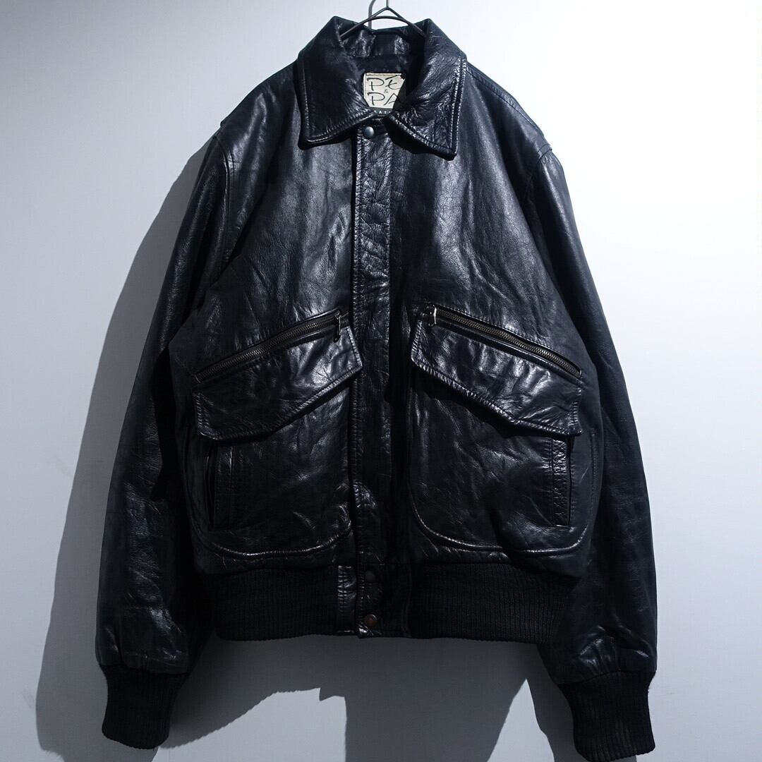 EURO Black A-2 Type Design Leather Blouson