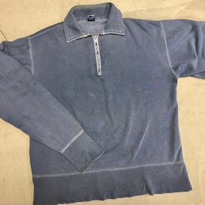 ⊕⊕ 1990'S BLUE AFTERDYE HALF ZIP SWEAT SHIRT "GOOD FADE"