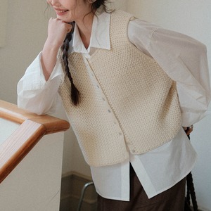 button-front knit vest　J00462