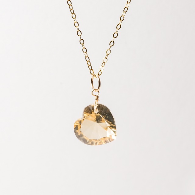 【シトリン】ハート 14kgfネックレス