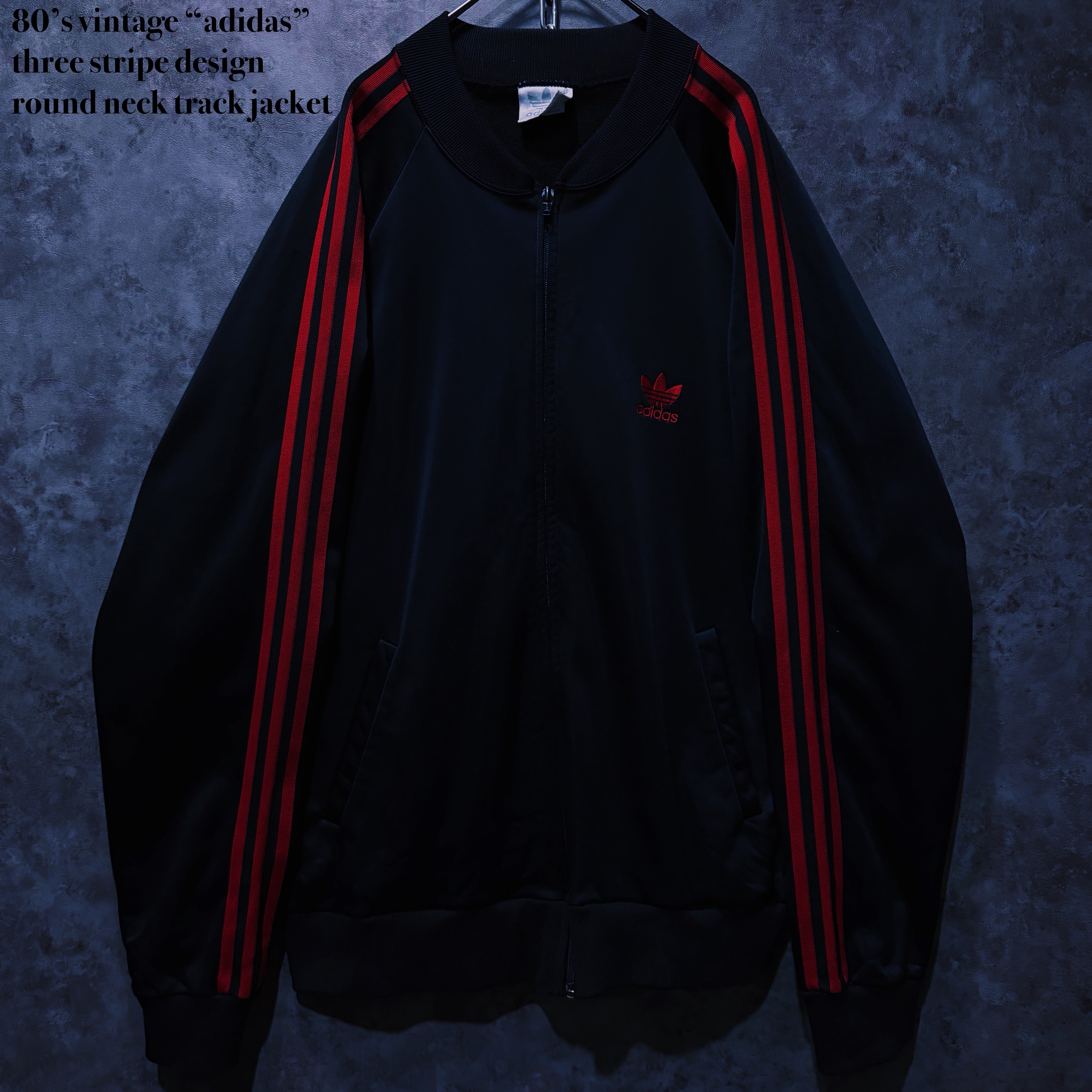 【 doppio】80’s vintage “adidas” three stripe design round neck track jacket