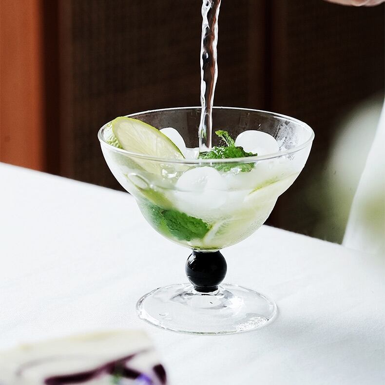 Vintage Black Marble Stemware Lowtype