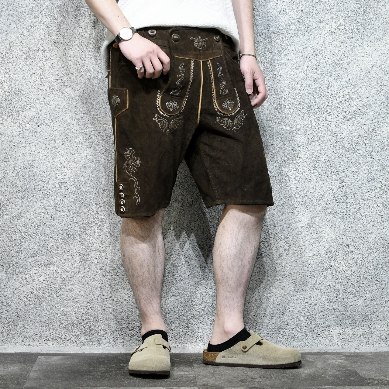 tyrolean suede leather half pants