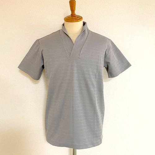 Shawl Collar Polo Shirts Gray