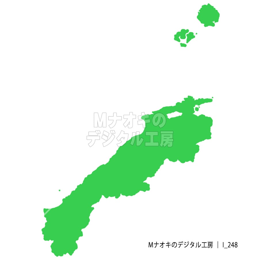 少しゆるい島根県地図 フチなし 【I_248】 A slightly loose map of Shimane Prefecture without borders