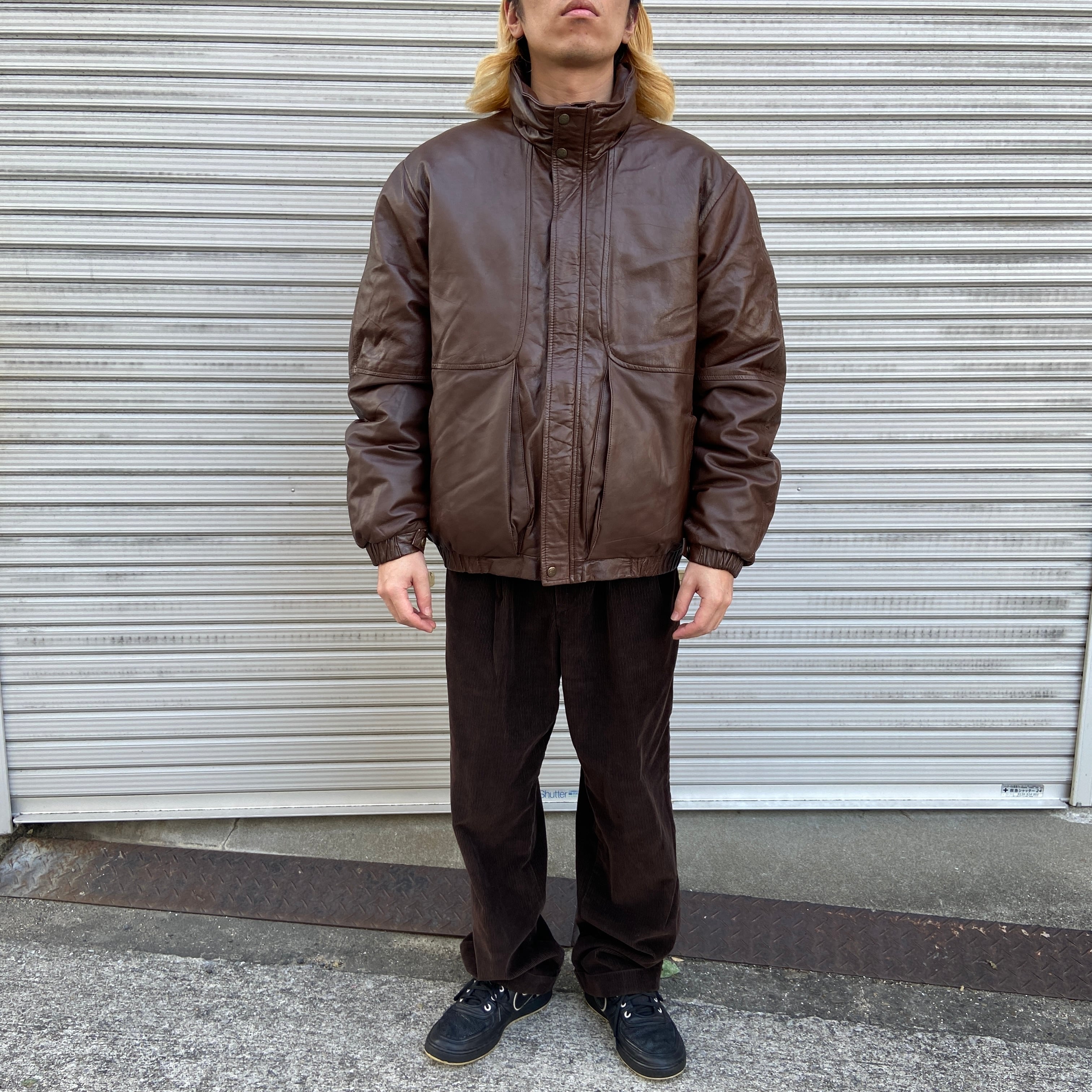 埼玉県ふじみ野市 ECKO レザーダウンジャケットleather down jacket xl