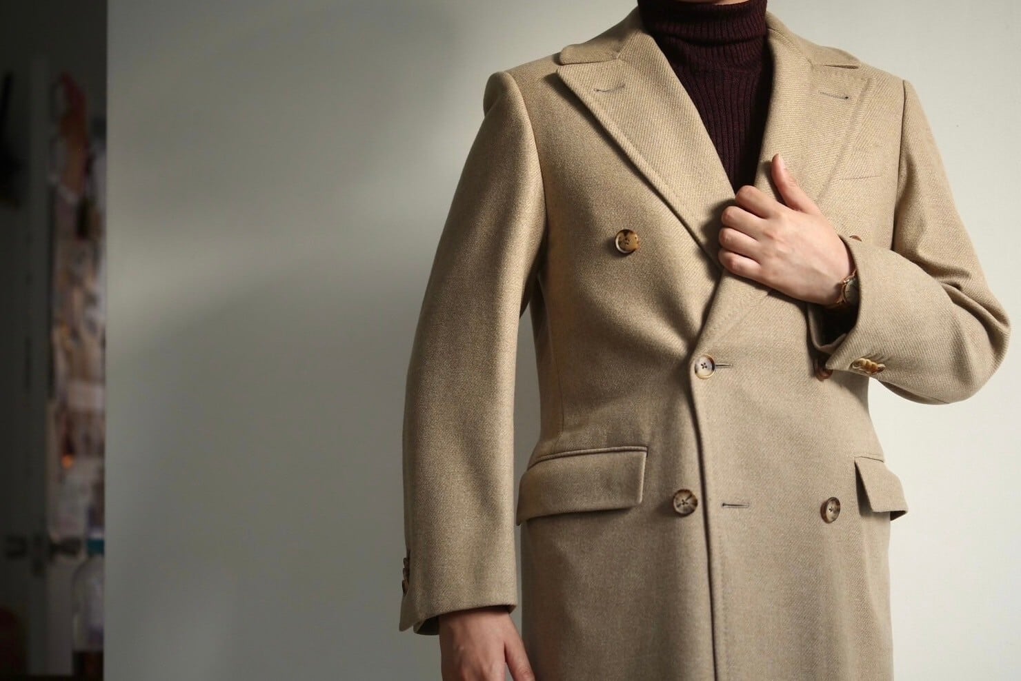 CARUSO】ラファエル・カルーゾ カシミヤ混 ポロコート ベージュ CARUSO】ラファエル・カルーゾ カシミヤ混 ポロコート ベージュ