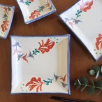 やちむん 陶眞窯 四角皿 赤絵デイゴ Yachimun Square plate #238