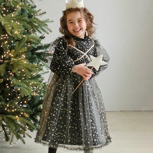 クリスマス星柄メッシュワンピース3色