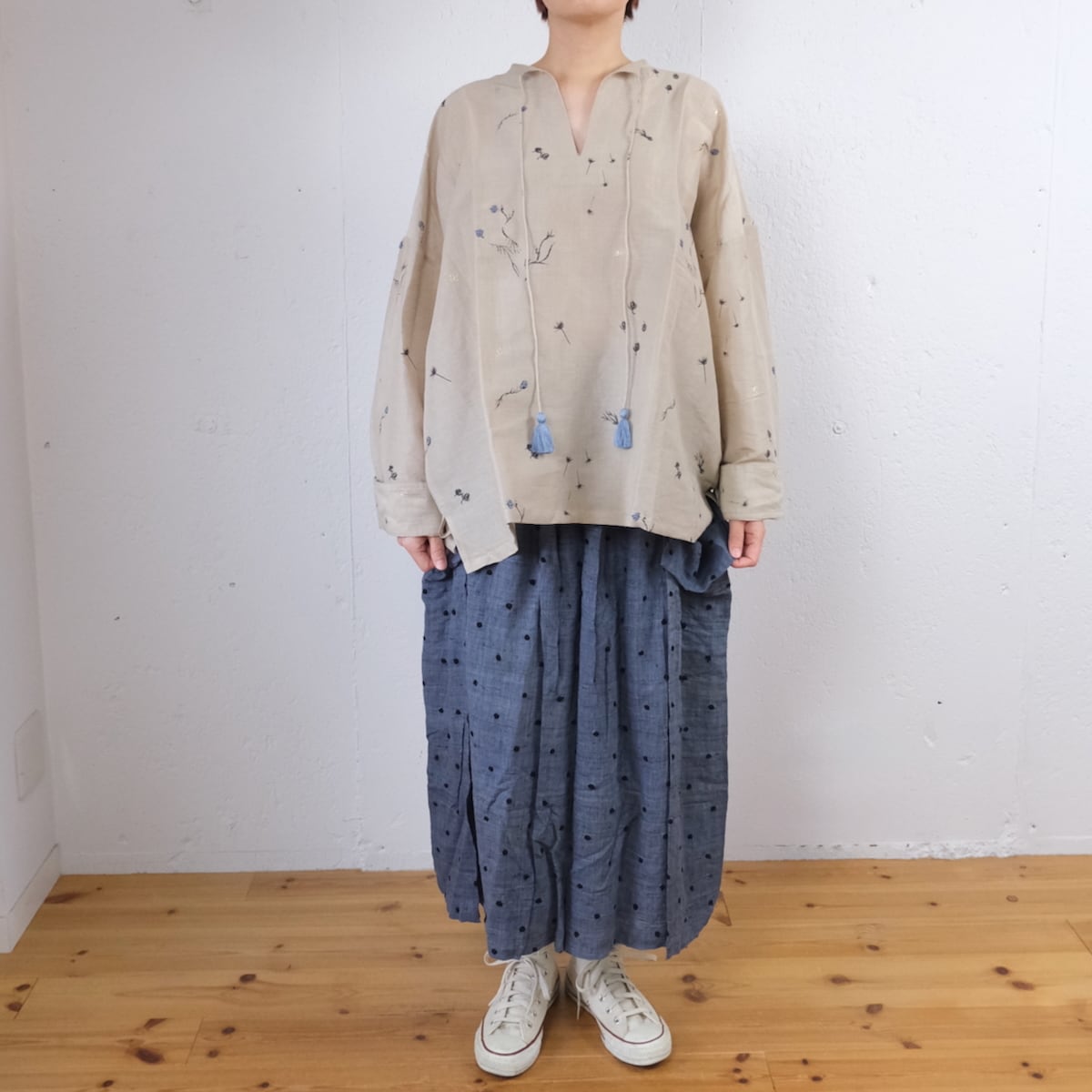 ブノン　トップス BUNON ブノン 別注!! PinTuck RuffleCollar