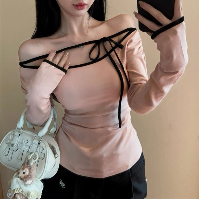 Cut design sexy ribbon tops