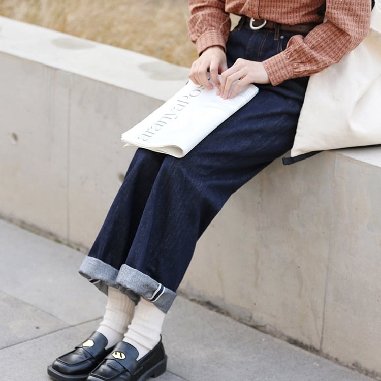 high waist loose jeans