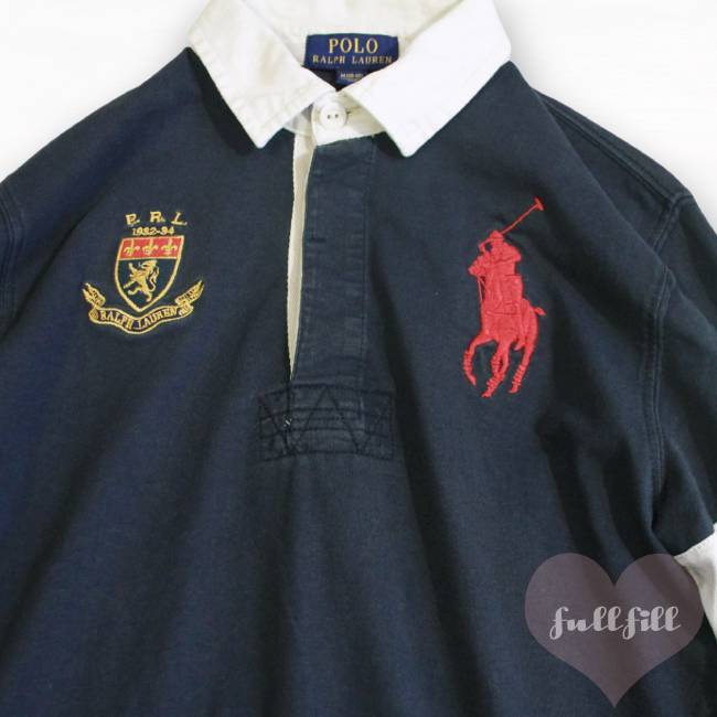 ポロラルフローレン ボーダー ポニー刺繍 ラガーシャツ L 桃紺 Ralph Lauren - ピンクポニー ラルフローレン コットンラガーシャツ