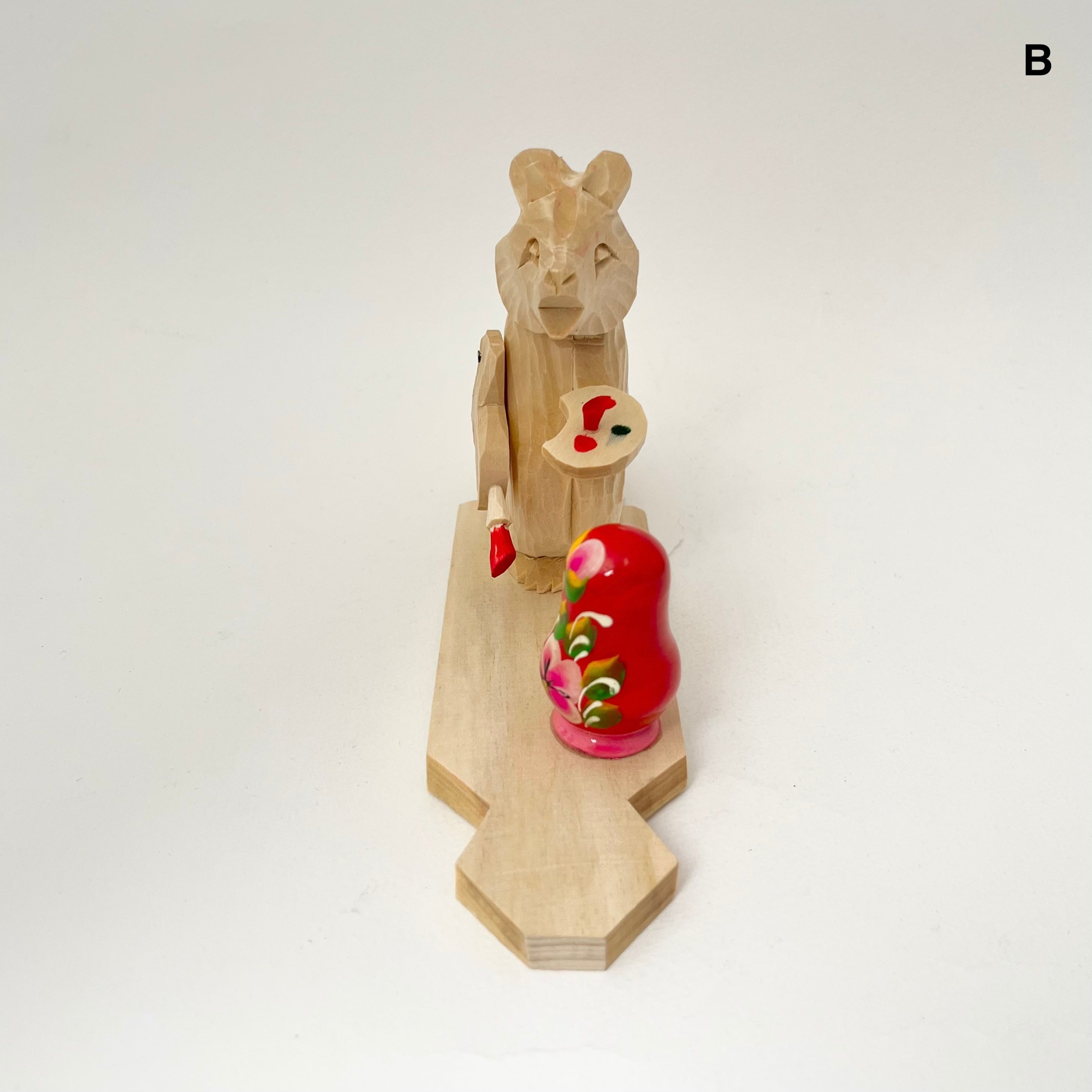 ボゴロツコエ木地玩具「クマのマトリョーシカ職人」桃色