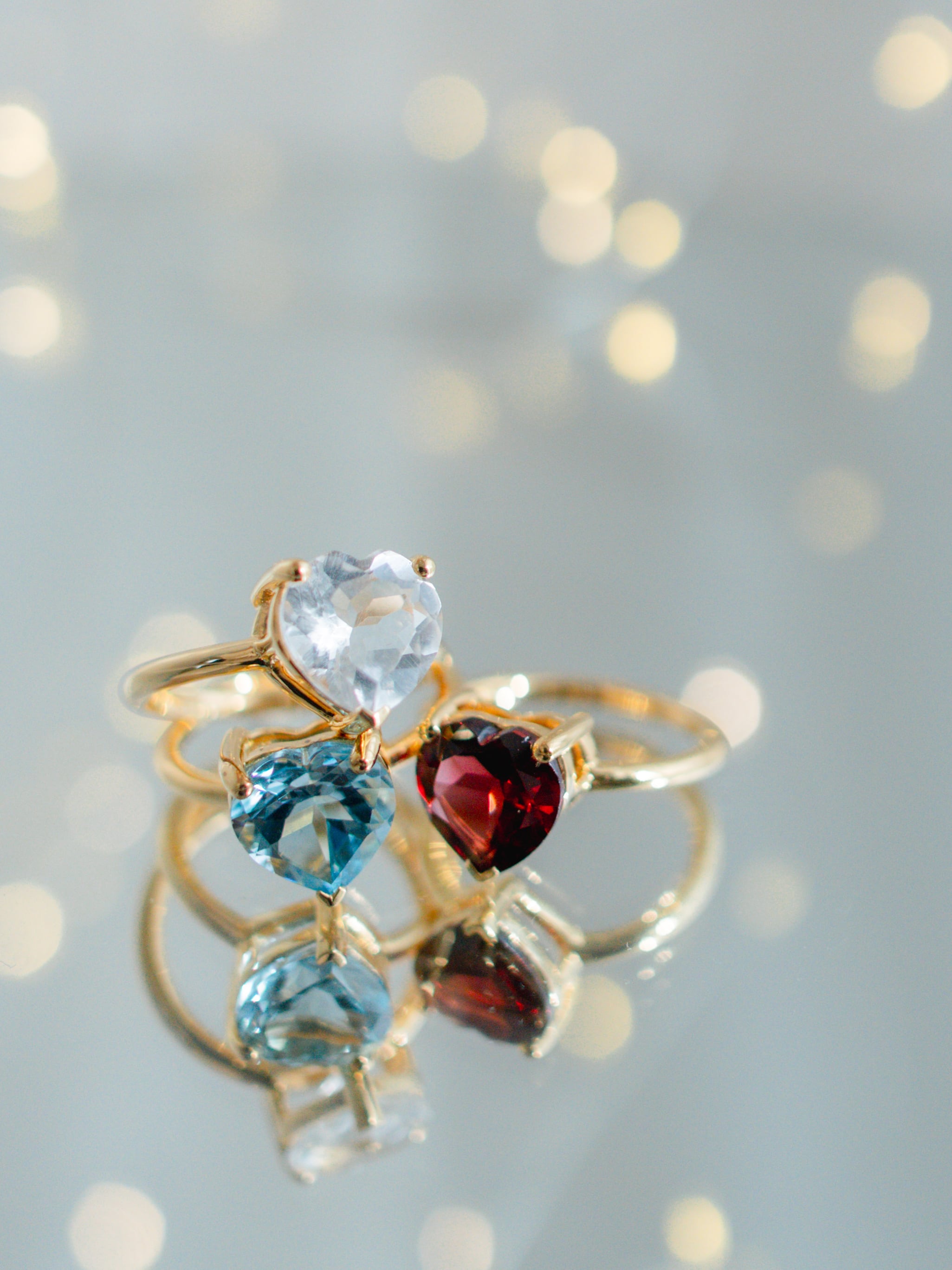 ブルートパーズハートシェイプリング イエローゴールド | ＜天然石