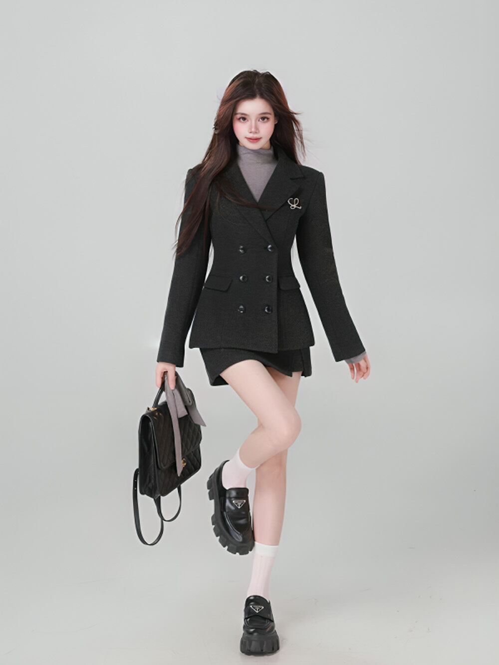 きれいめスタイルミドルロングコート＋スカートセットアップ | 韓国