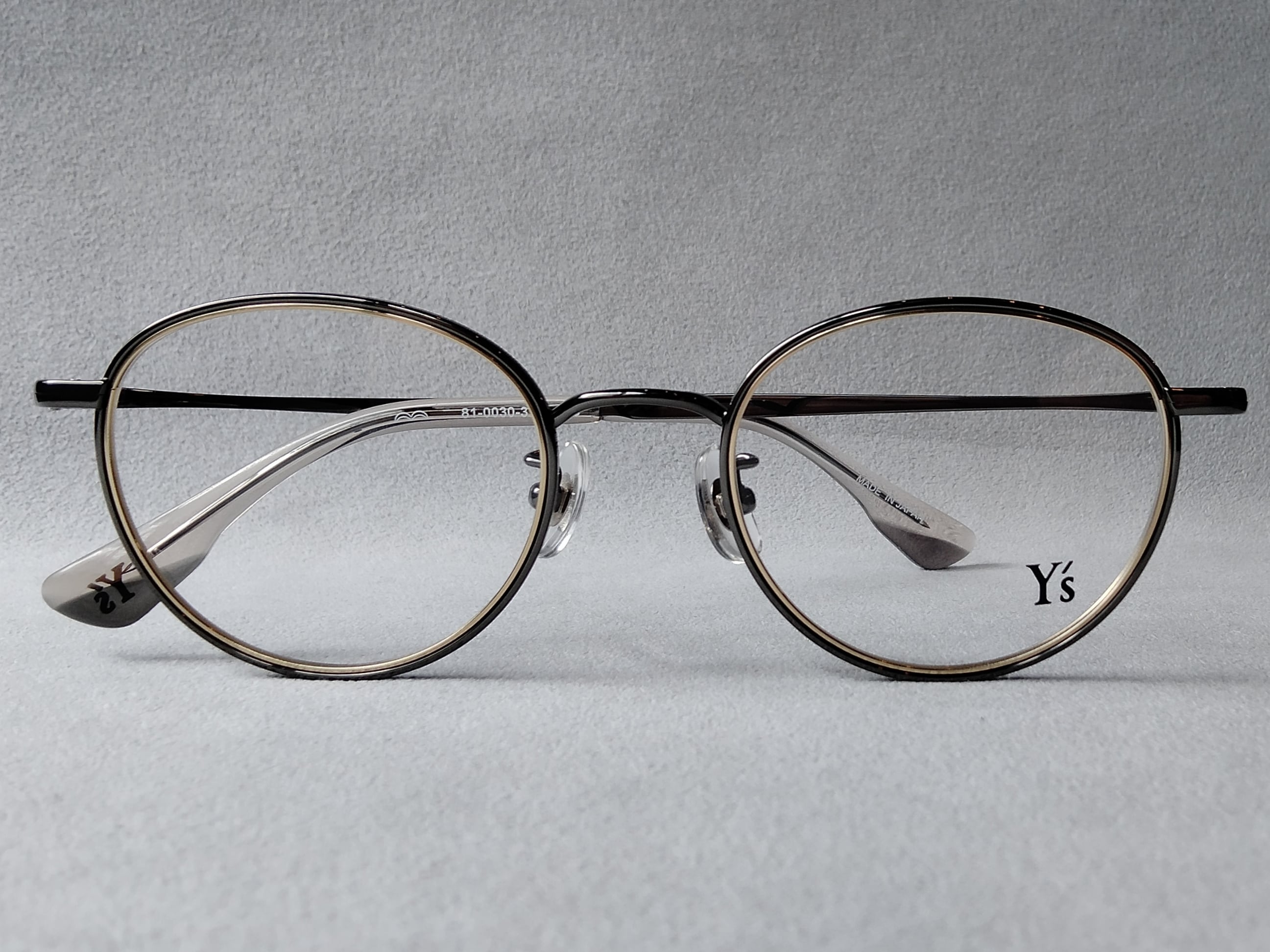 Y's ワイズ  レディース 眼鏡 メガネ フレーム  81-0030-1 Y's (ワイズ) EYEWEAR 81-0030-3 // GUN ＆ LIGHT GOLD ［made in