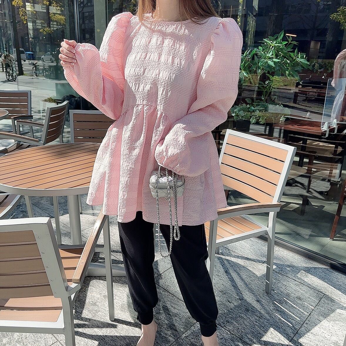 Sheer puff tunic / pink (4月上旬頃発送予定)