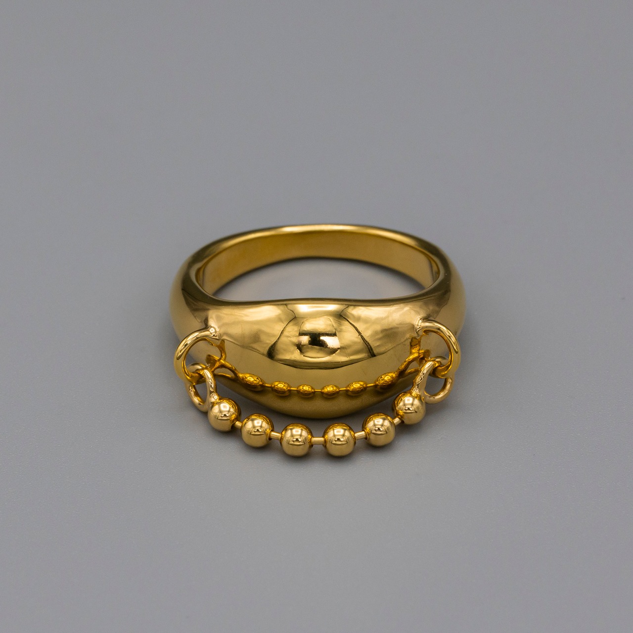 Round shape ballchain ring medium Gold