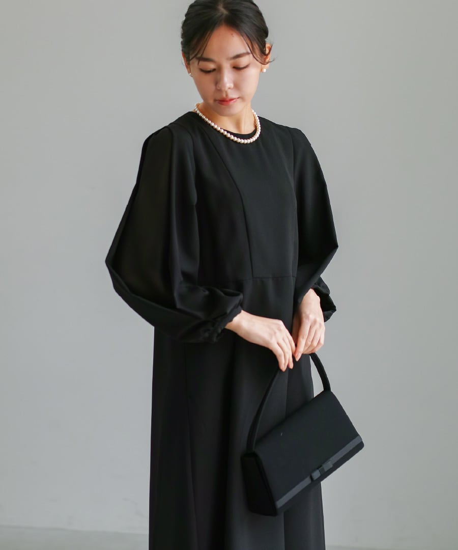 最強配送】喪服・礼服【洗えるフォーマル】ボリュームシフォン袖フレア