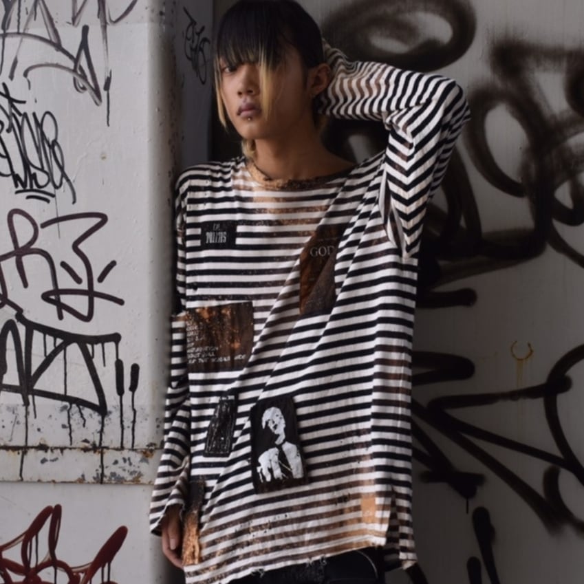 junmoma様専用 ZAC VARGAS ダメージ ボーダーロンT