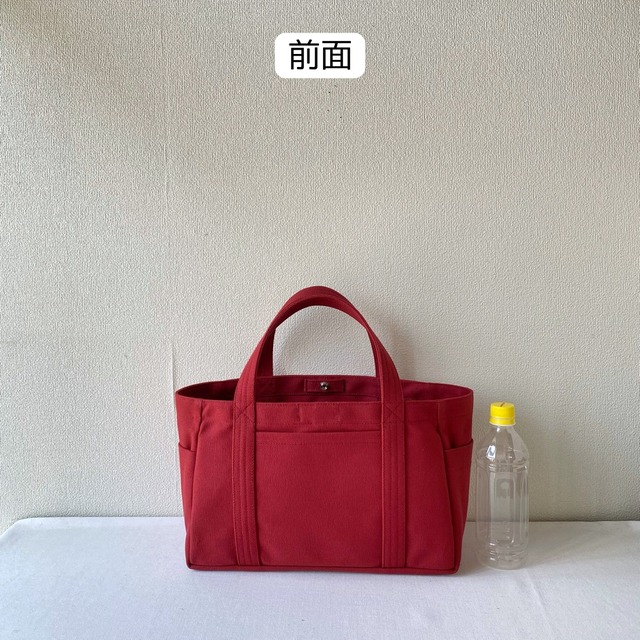 「混合トート」横長サイズ「ミネラルブルー×ネイビー×マスタード」／倉敷帆布 8号帆布【受注制作】