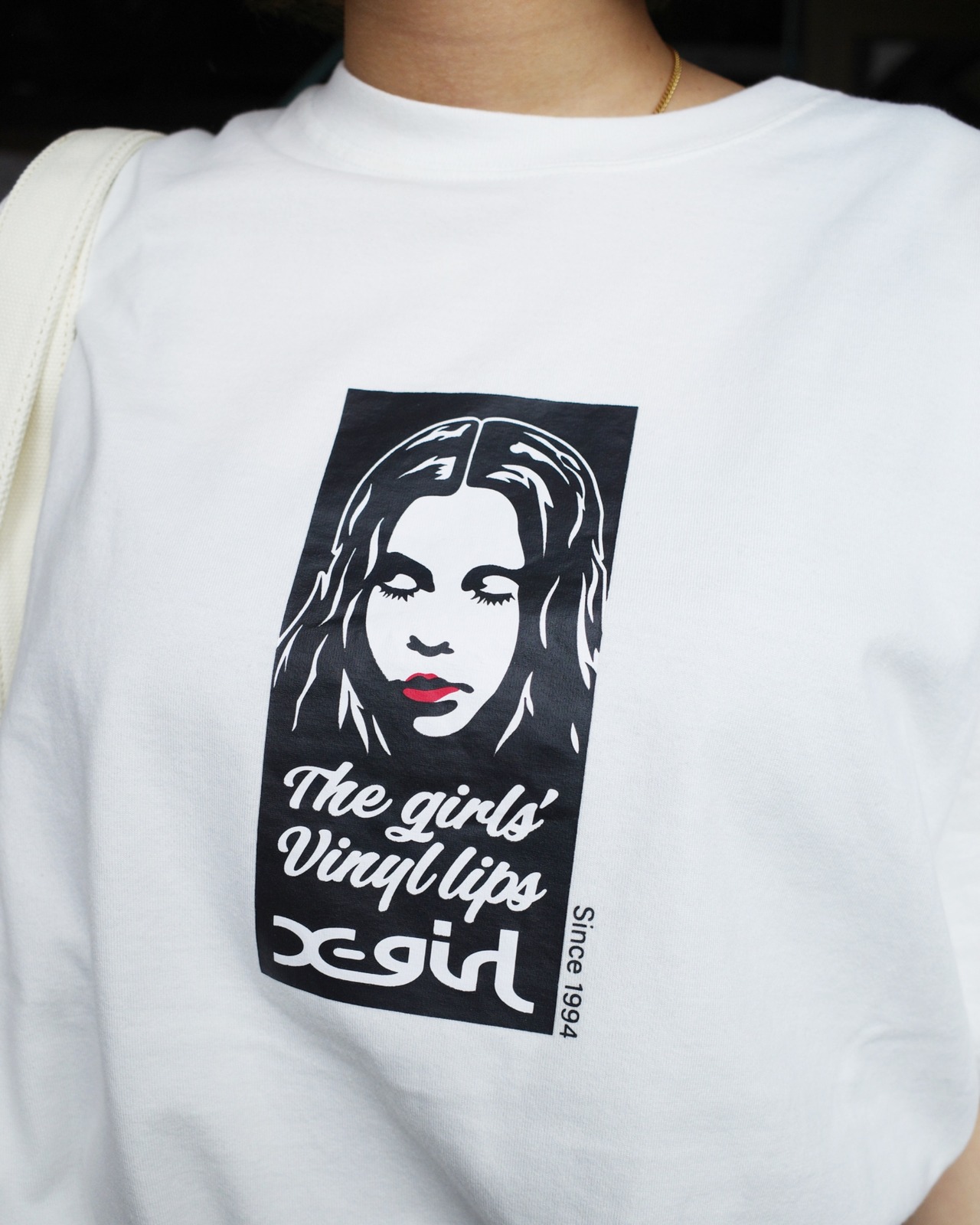 【X-girl】VINYL LIP FACE S/S TEE【エックスガール】