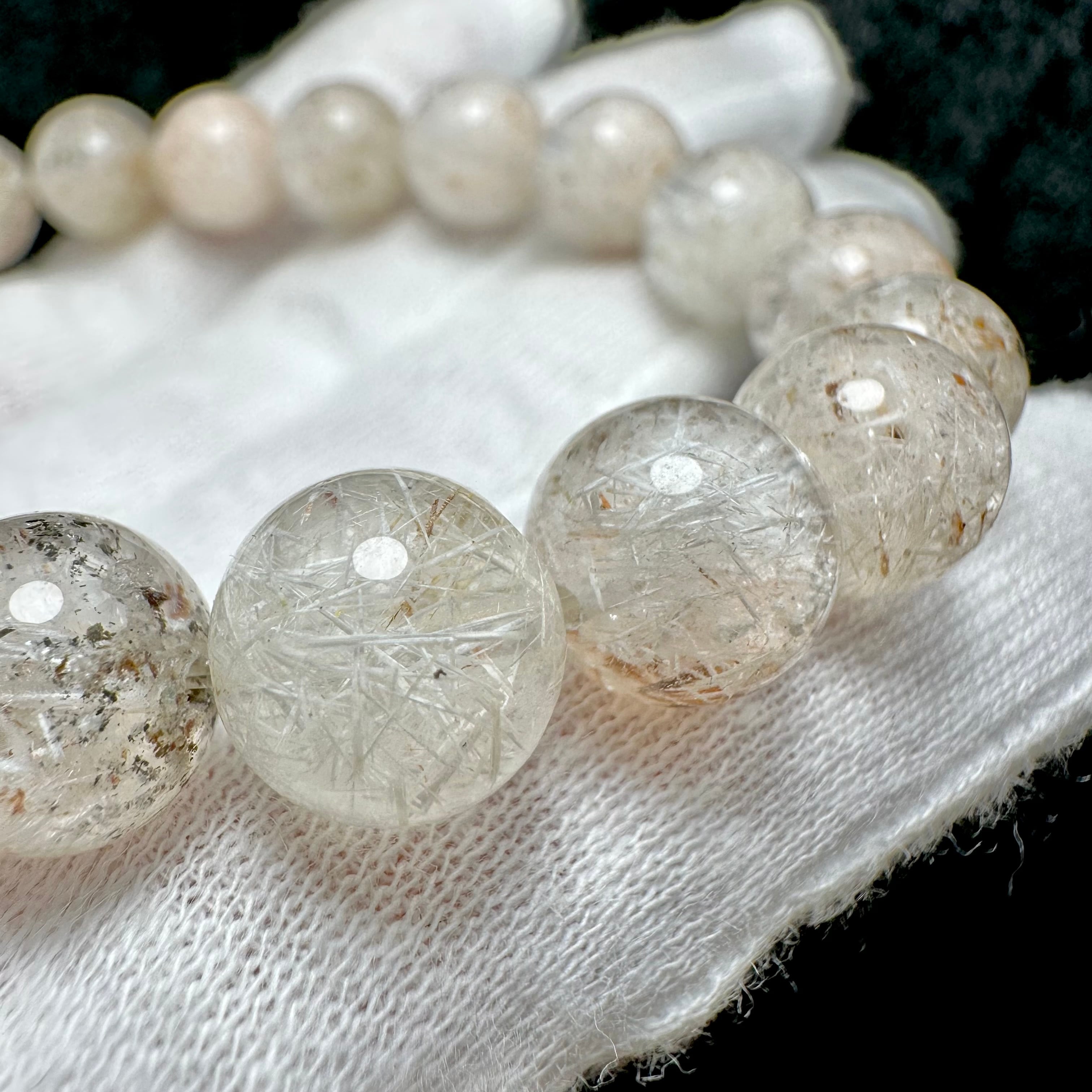 大玉サーペンティン＆スタラクティティックマイカインクォーツブレス