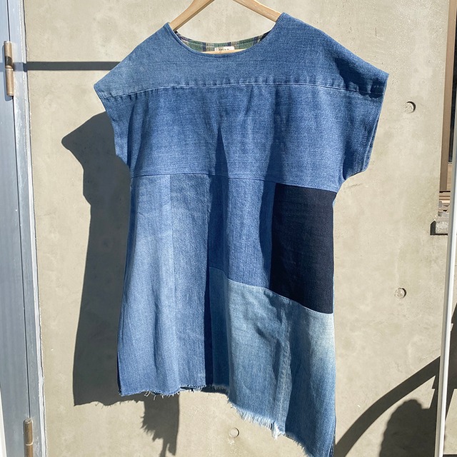 〈 upcycle 〉Denim patch Tunic 1