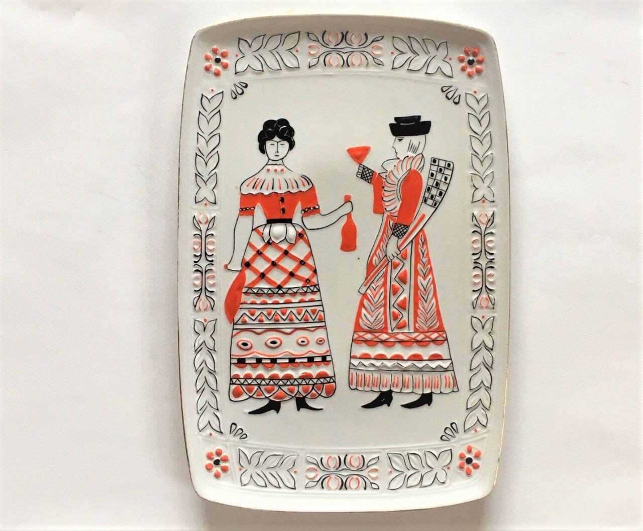 ハンガリー 名窯磁器 ホロハーザ 飾り皿 エンボス絵皿