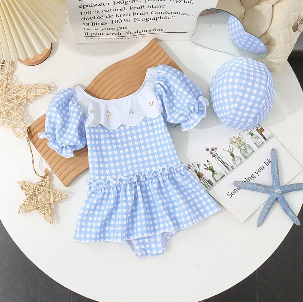 メール便】キッズ ギンガムチェックワンピース水着／kids513 | DAY