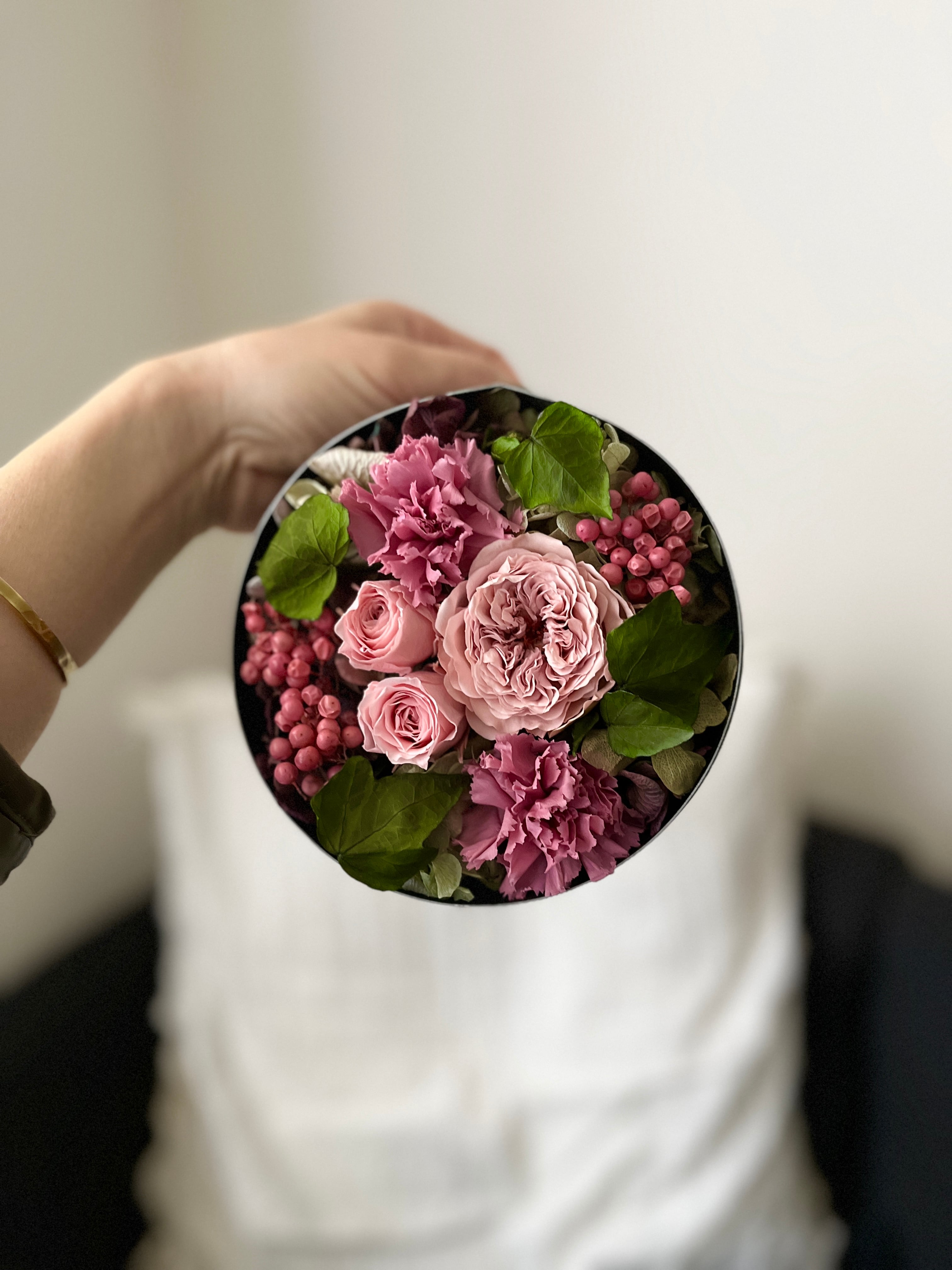 壁に掛けられる- 大人ピンクのボックスフラワー | ciel bleu【シエル