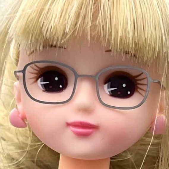 ウェリントンタイプ スクウェア / 標準品】チタン製 ドール用メガネ