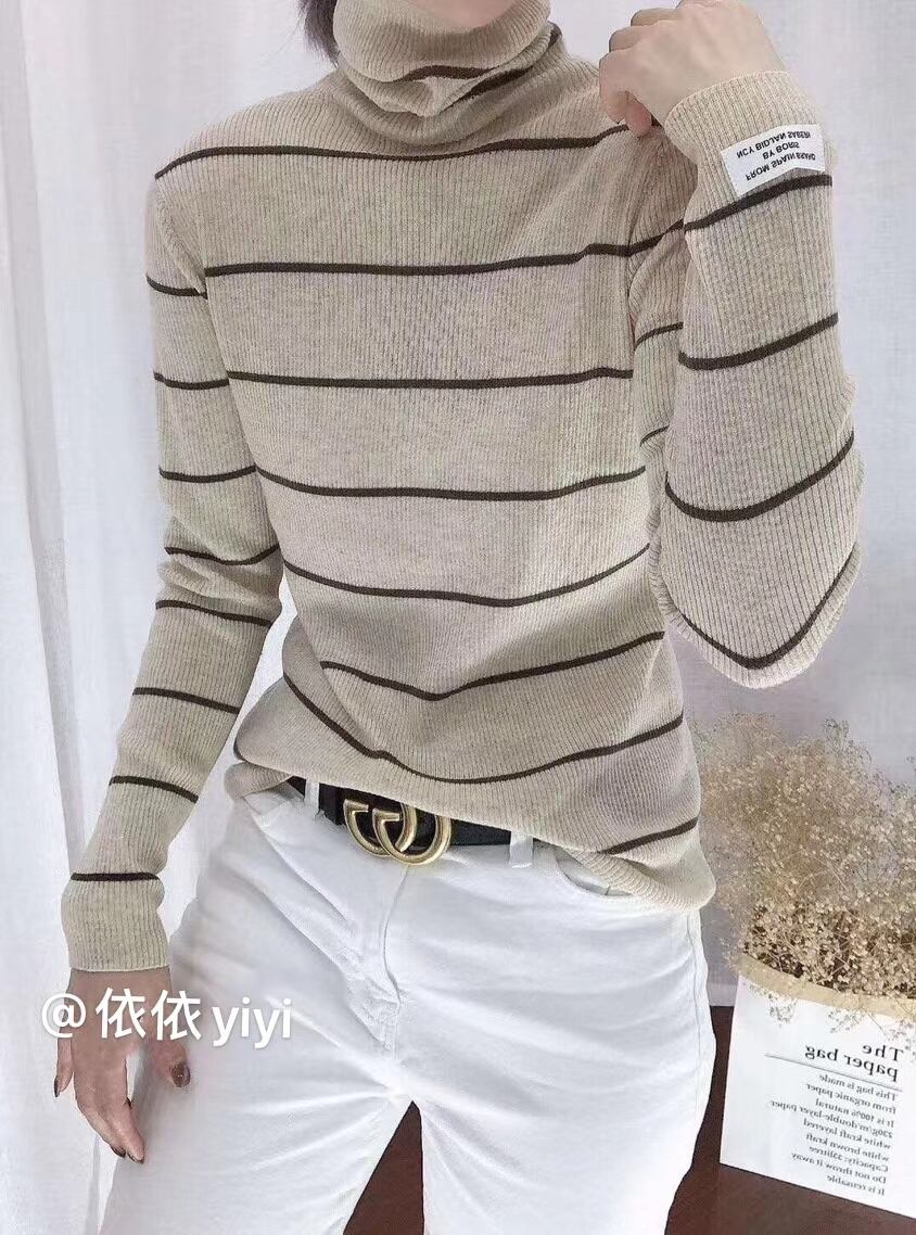 ボーダー　タートルネックニット　AJ111-560