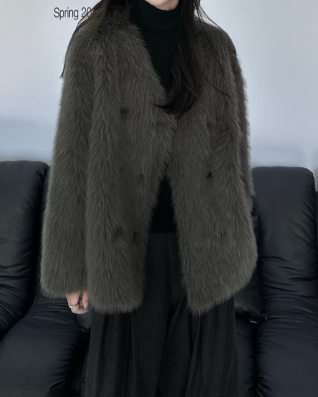 ダブルボタンファーコート A24391