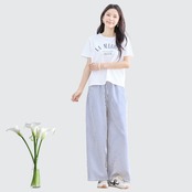 TRUBE リラックスストライプワイドパンツ【M~L】ネイビー