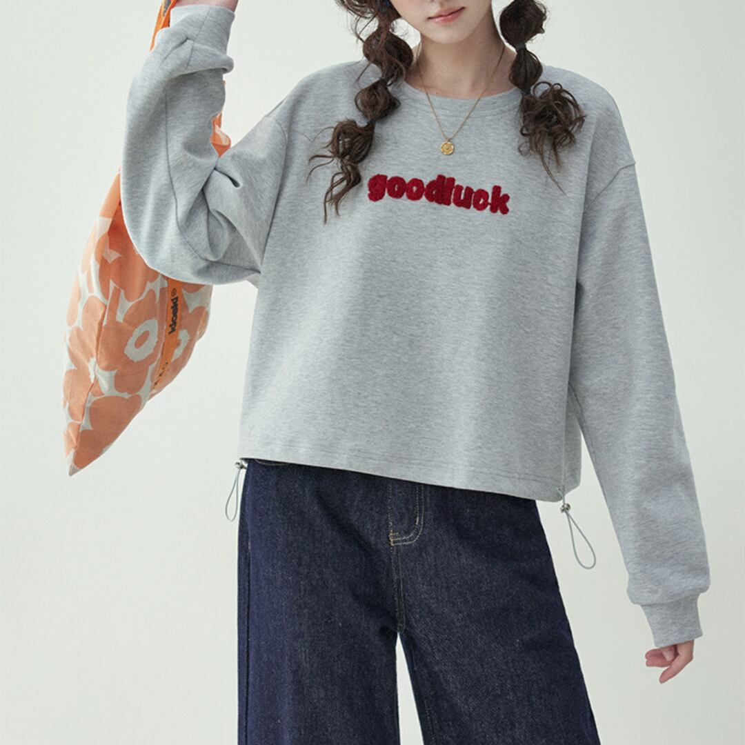 round neck drawstring short top