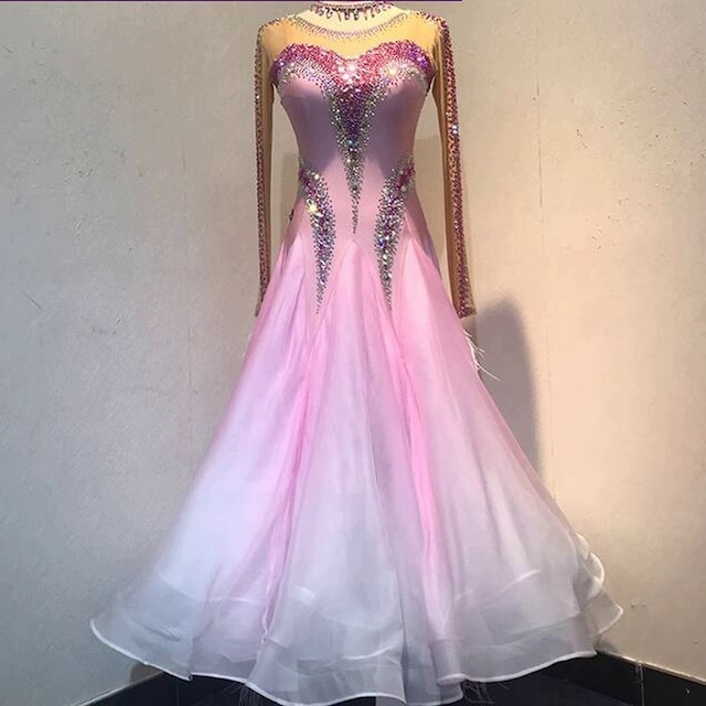 【セミオーダー】 社交ダンス 競技衣装 グラデーション スイングドレス ds0670