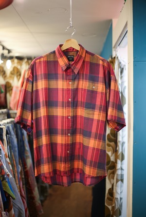 Multi color gradation check poly cotton s/s shirt