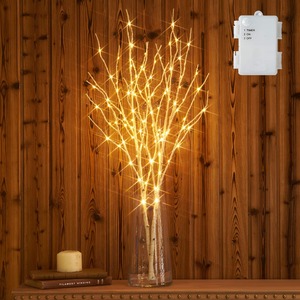 【特価処分】Hairui 白樺 100LED 枝 80cm イルミネーション 電池式 間接照明 ブランチツリー ストリングライト オシャレ 北欧風 タイマー機能 防水 白(花瓶が含まない)