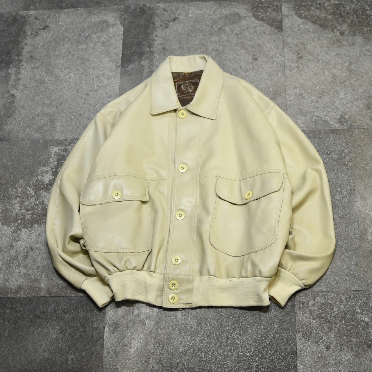 faux leather jacket ivory
