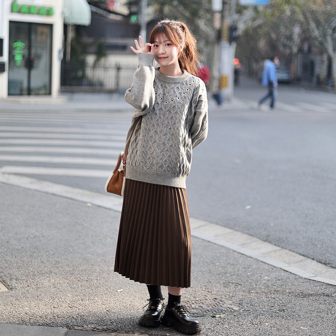 スカート 秋 冬 韓国 シック フレンチ レトロ 暖かい ミドル丈